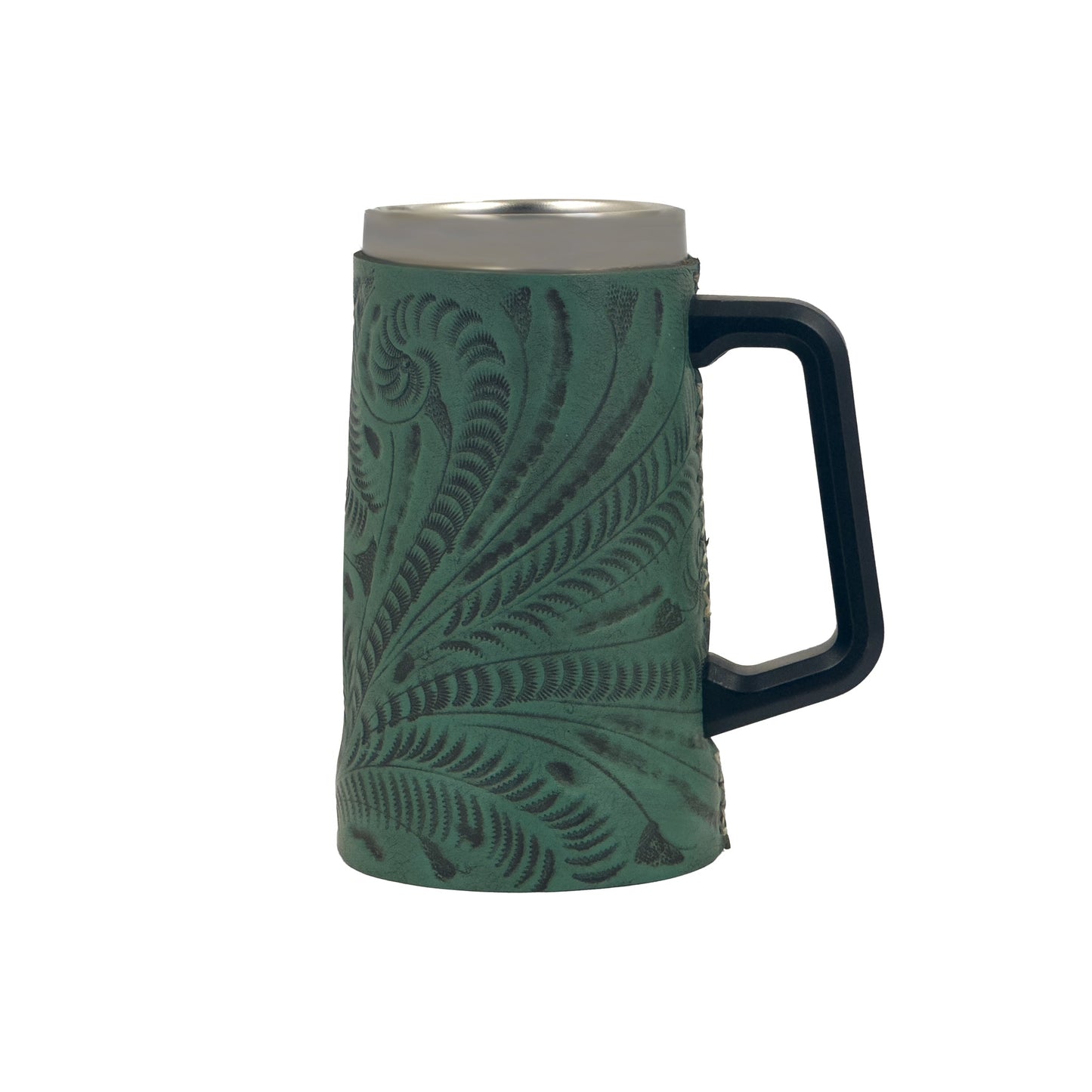 American West at Home Insulated Beer/Beverage Mug with Tooled Leather