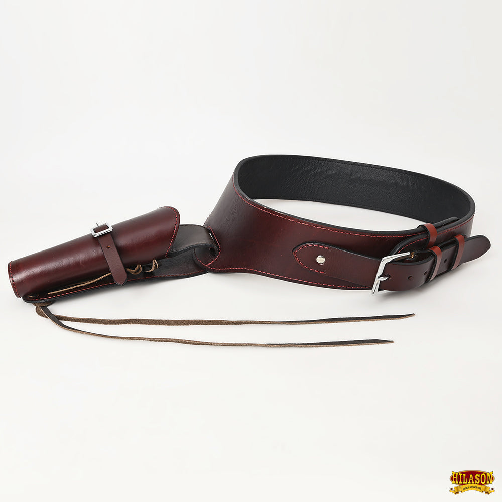 Hilason Western Right Hand Gun Holster Rig 44/45 Cal Leather Cowboy