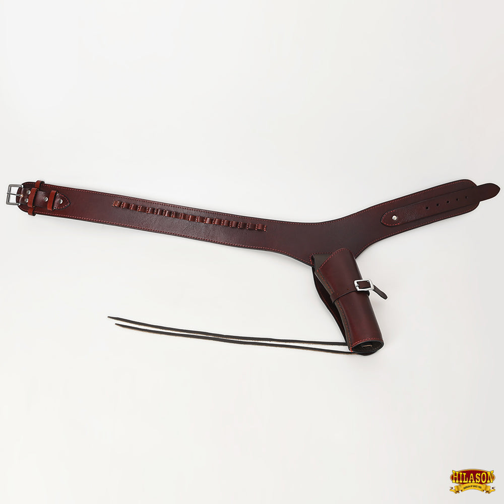 Hilason Western Right Hand Gun Holster Rig 44/45 Cal Leather Cowboy