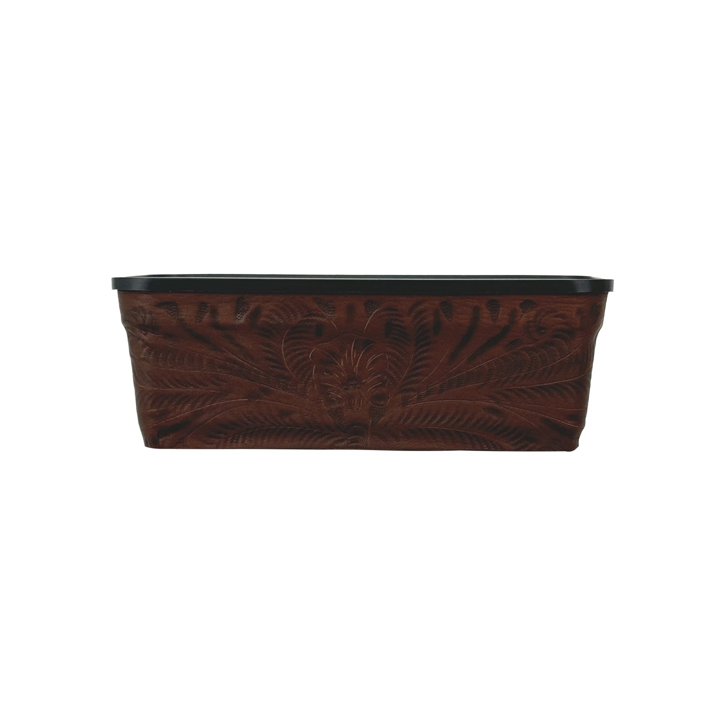 American West at Home 10" Rectangle Planter with Tooled Leather - Small