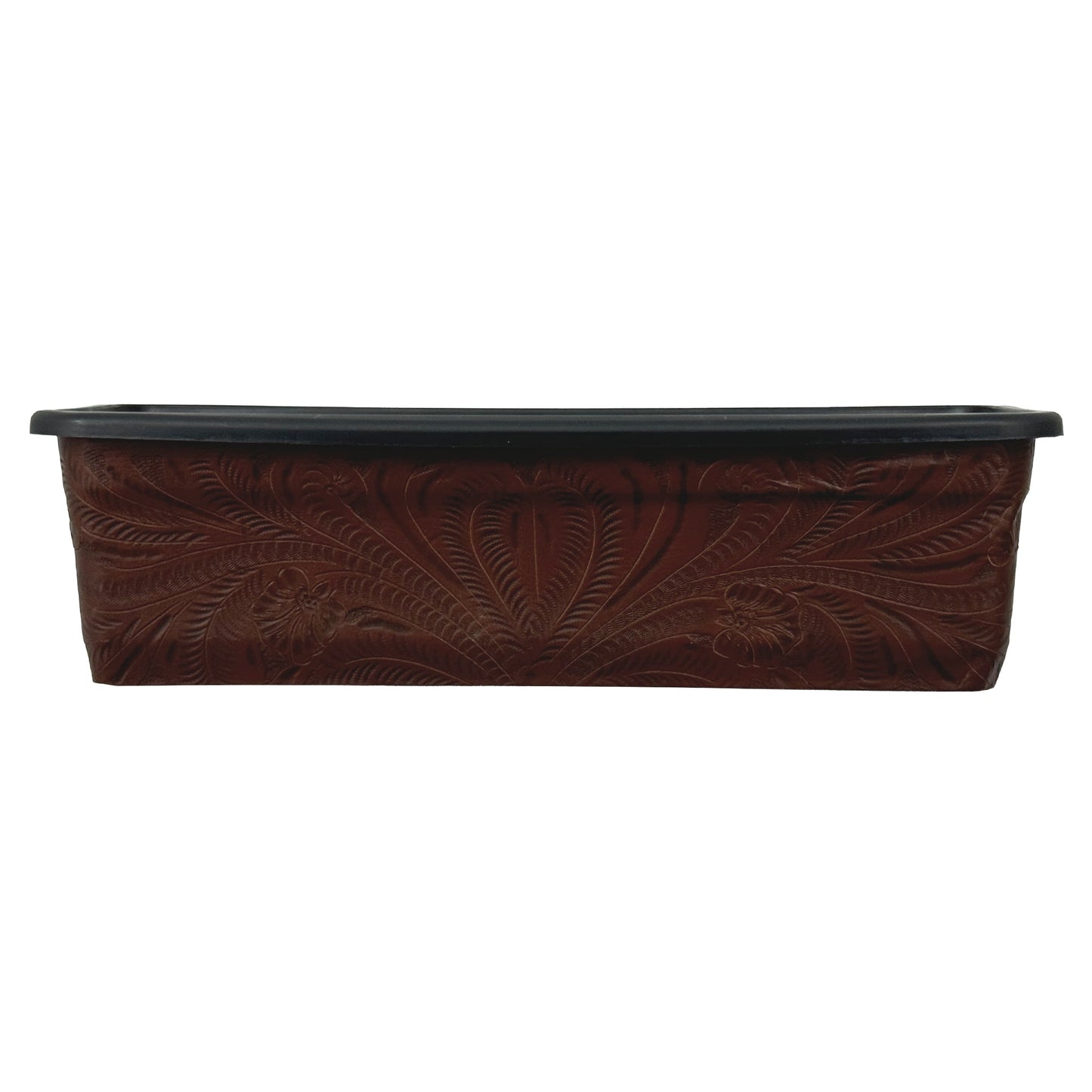 American West at Home 18" Rectangle Planter with Tooled Leather - Large
