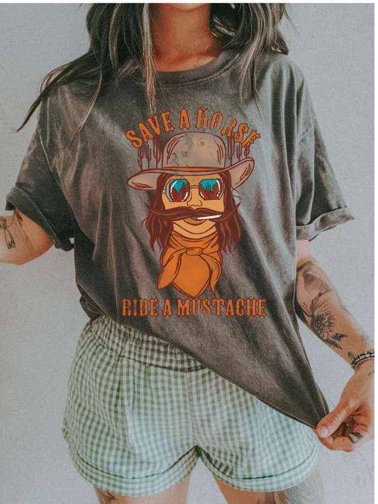 Save a Horse Ride a mustache Tee