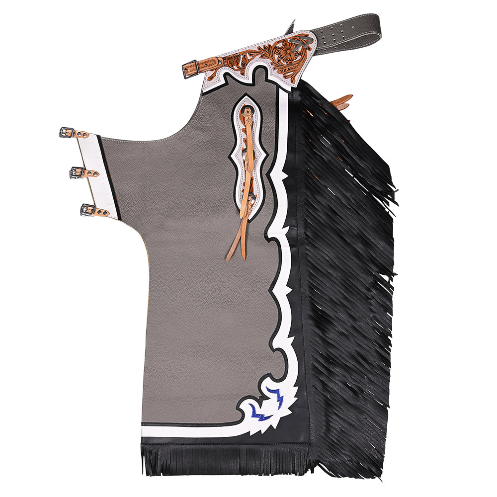 Hilason Handmade Genuine Leather Chaps Adult Handtooled Rodeo Bull Riding