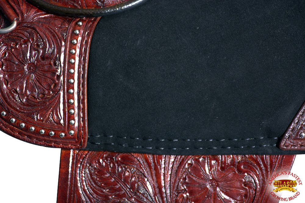 HILASON Western Horse Treeless Trail Barrel Saddle American Leather | Horse Saddle | Western Saddle | Treeless Saddle | Saddle for Horses | Horse Leather Saddle