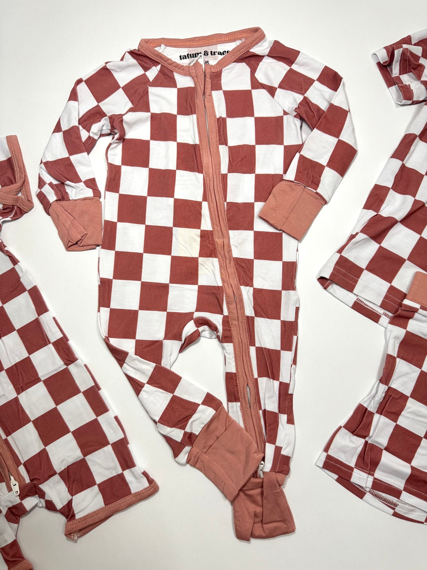 Mauve Checkers Bamboo Romper