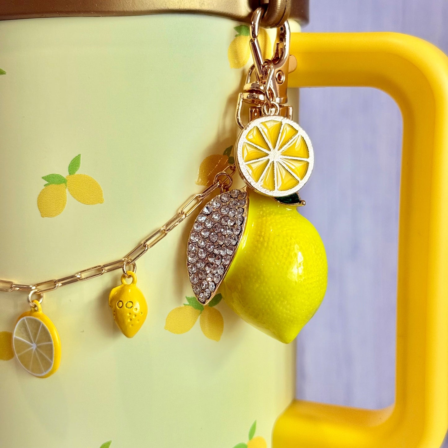 Large Deluxe Metal Lemon Charm - Tumbler Handle Charm