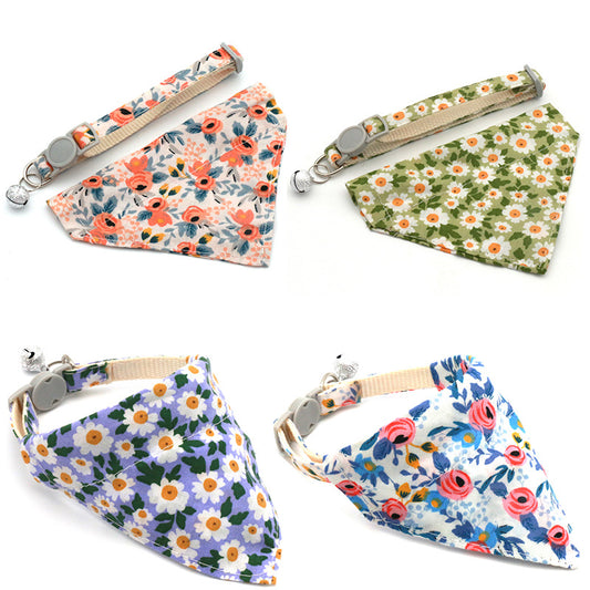 Pet Bandana Pet Collar Daisy Small Floral Sunflower Triangle Scarf for Cats and Dogs