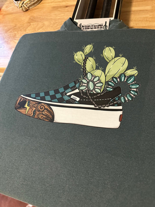 Cactus BBR checkered shoes graphic tee - Comfort Colors