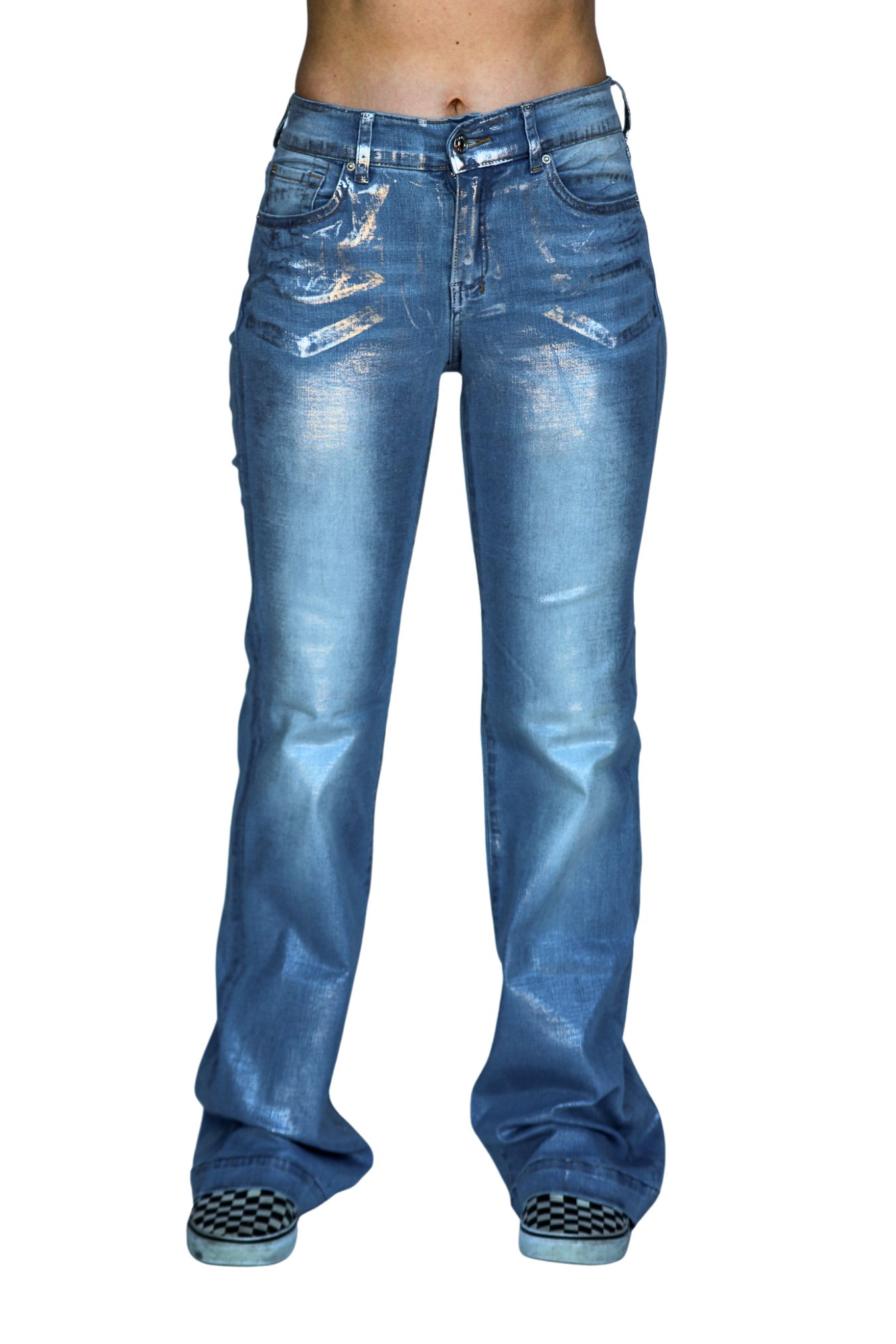 SIGNATURE TROUSERS - SILVER WASHED METALLIC