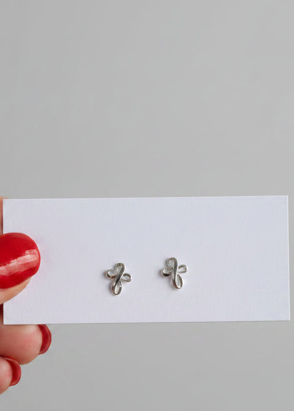 Ribbon Cross Stud Earrings