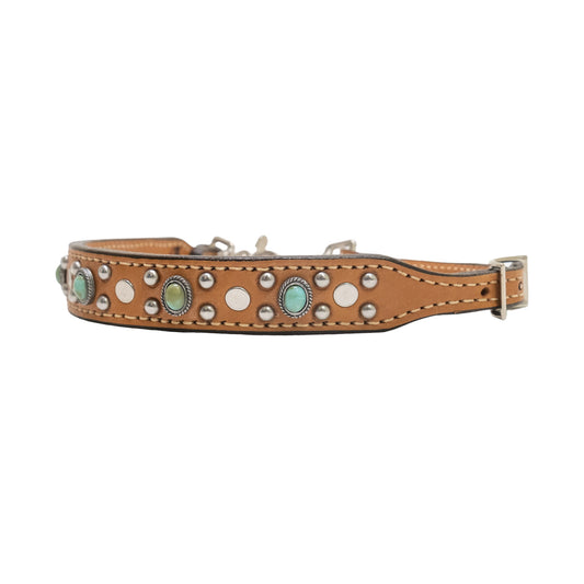 200-P5 Wither strap rough out golden leather with stones and spots