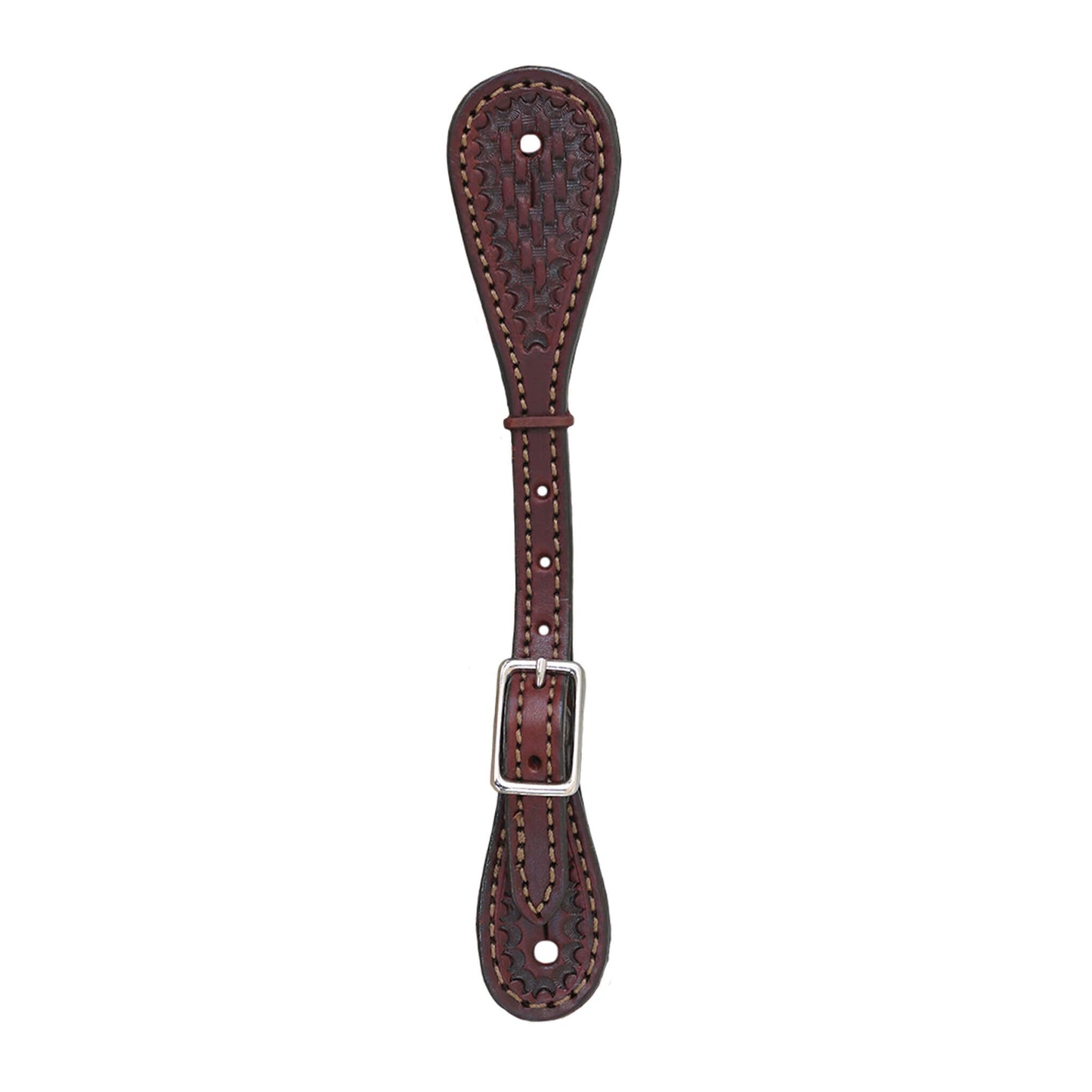 370-TK Ladies and kid's spur straps toast leather basket tooled