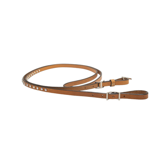 790-J 5/8" Roping rein golden leather with crystals
