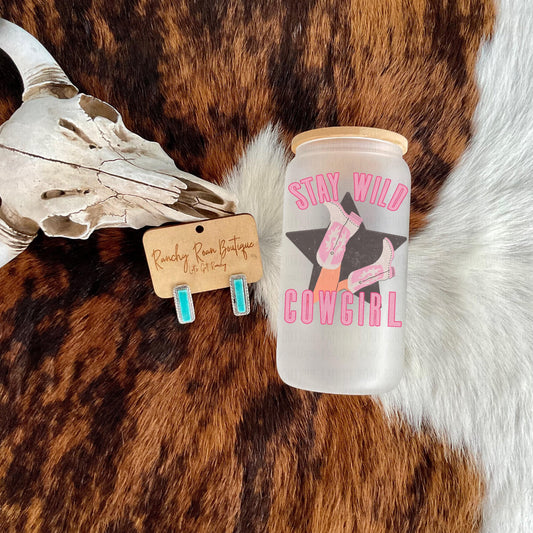 Stay Wild Cowgirl Frosted Glass Western 16 oz Tumbler