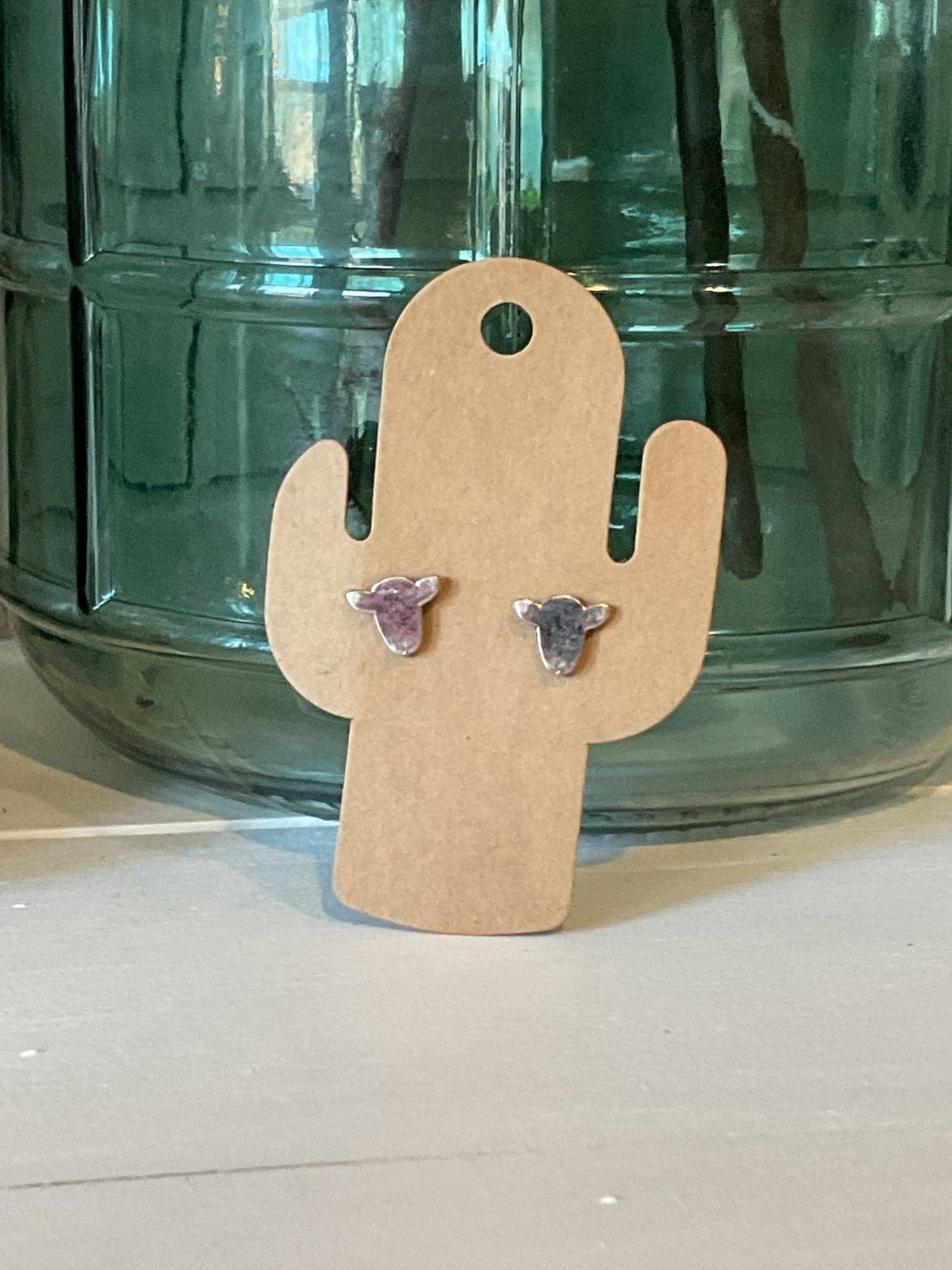 Silver Lamb Head Stud Earrings