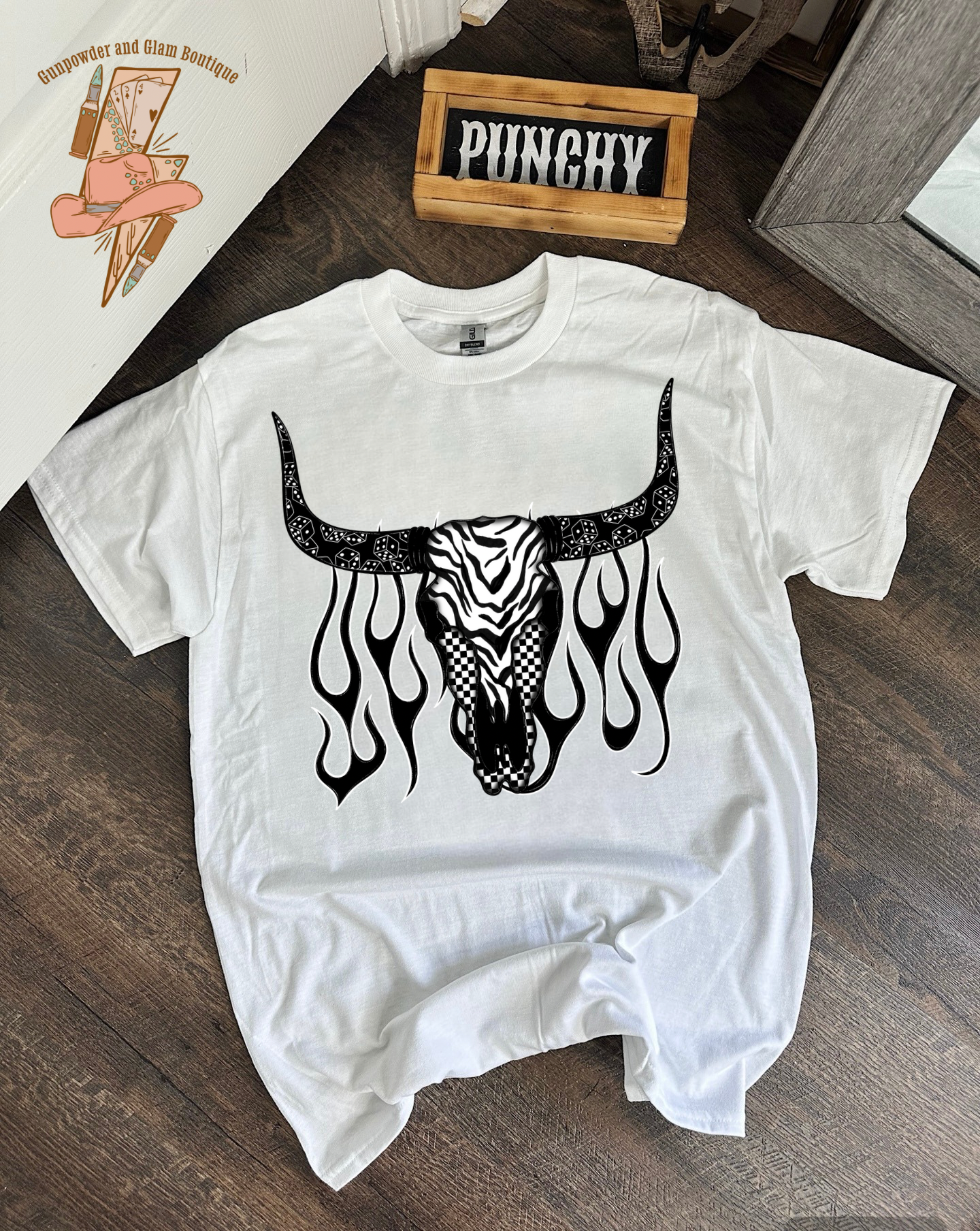 Zebra Bull Skull Tee or Crewneck