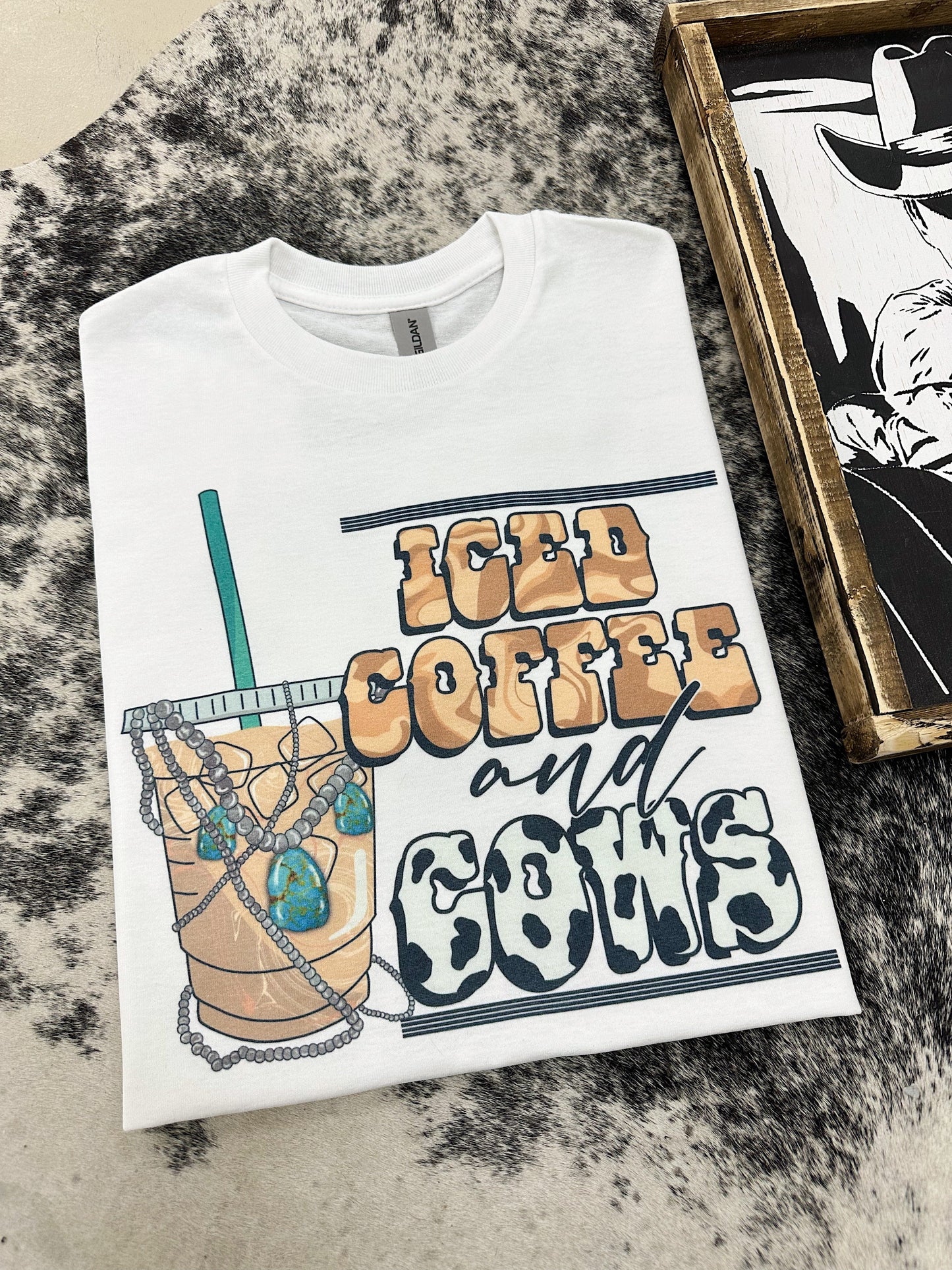 Iced Coffee & Cows TEE or CREWNECK
