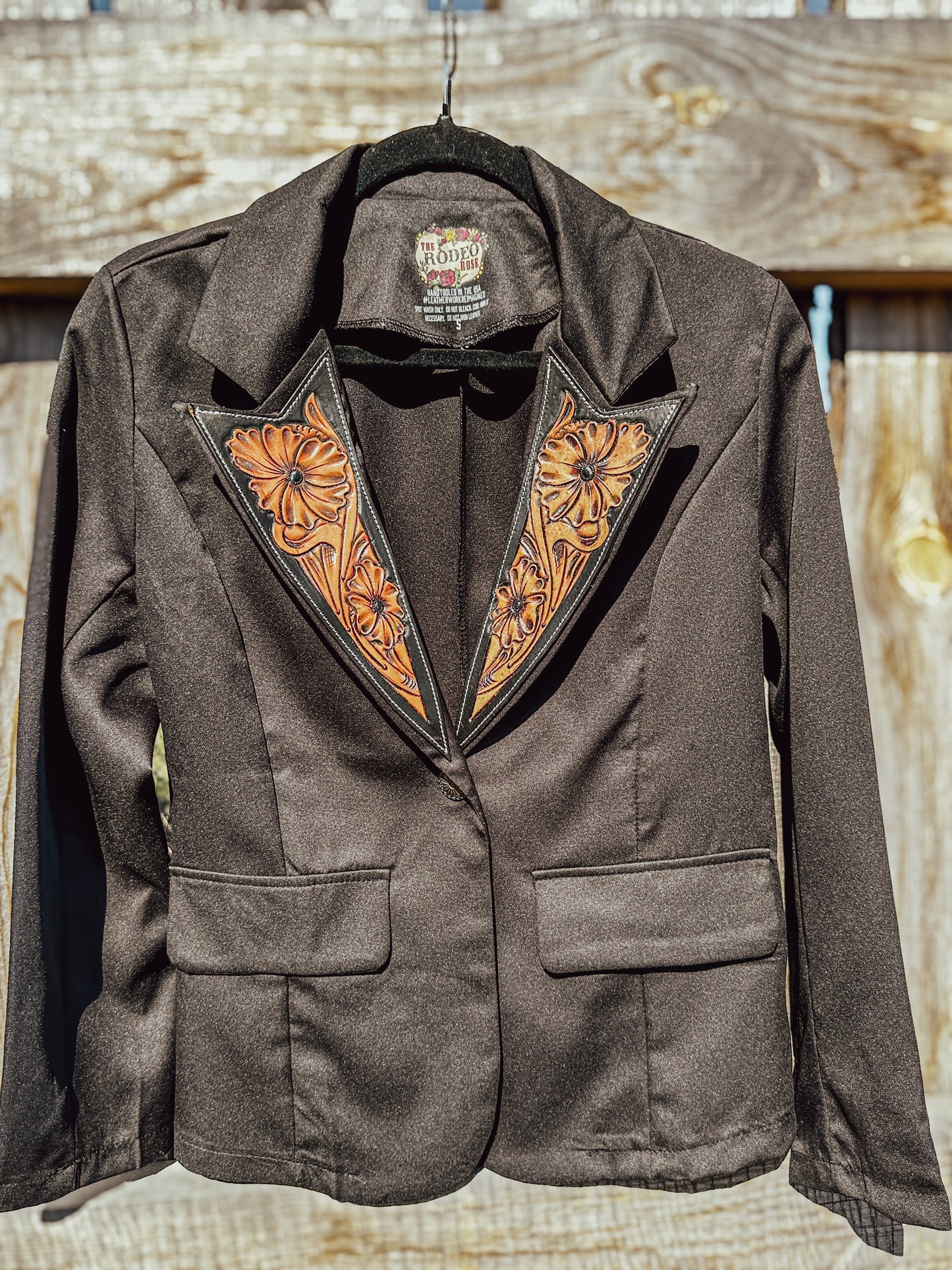 Black Hand Tooled Lapel Blazer