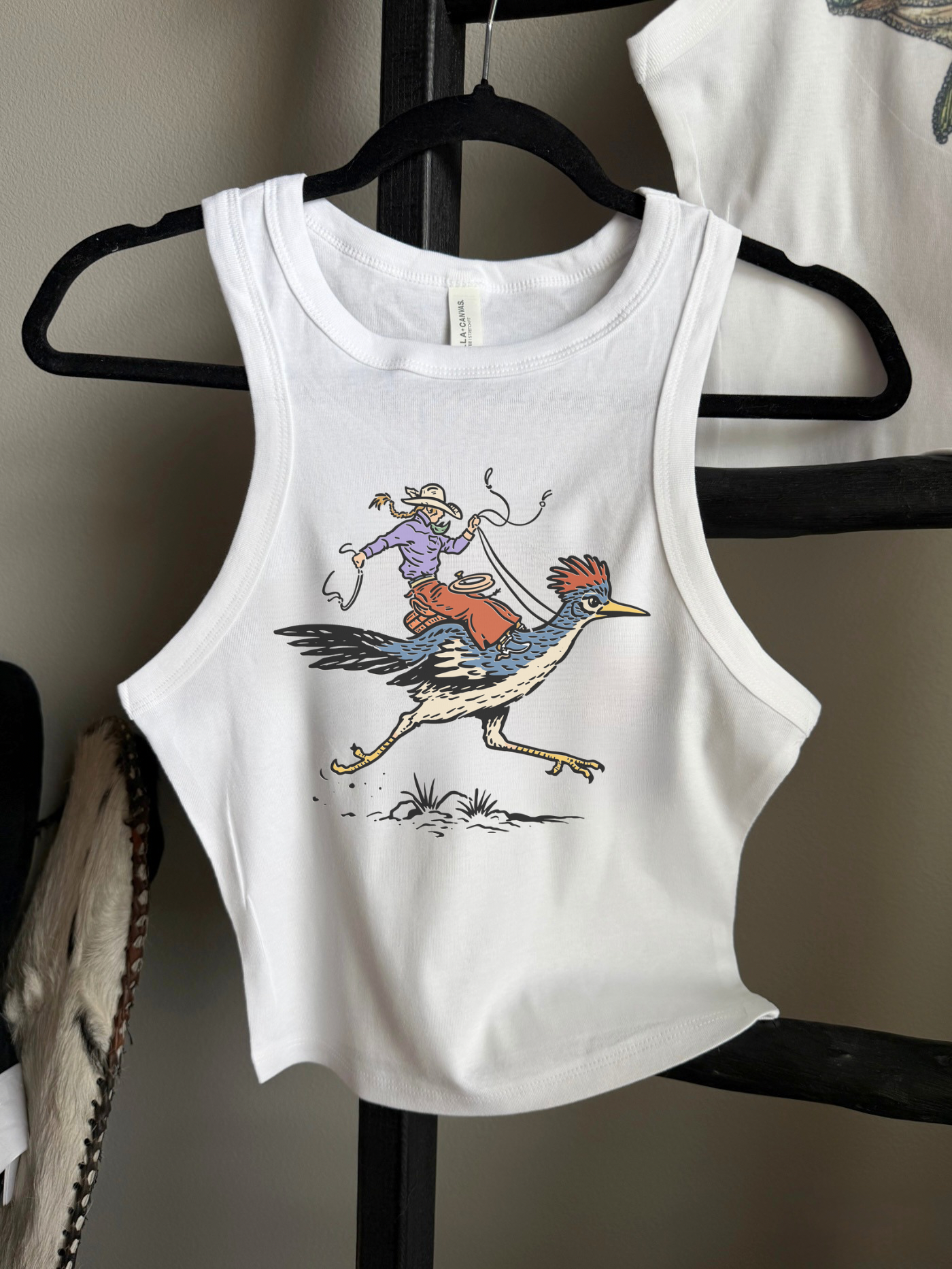 Cowgirl Roadrunner Cropped Tank