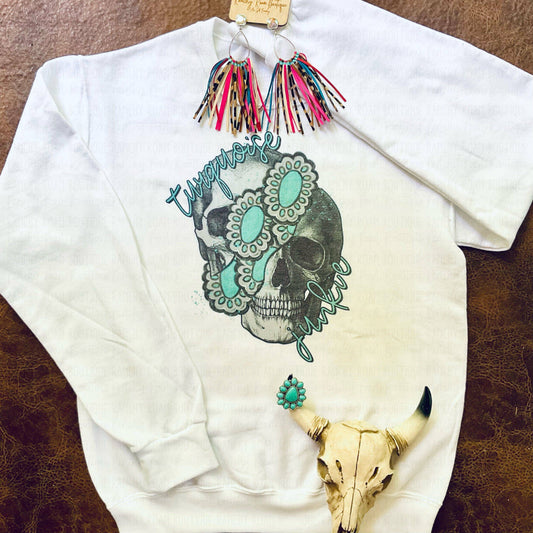 Turquoise Skull Sweatshirt