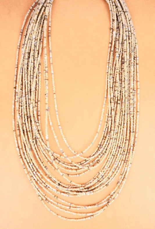 Layered Ivory Seed Bead Necklace