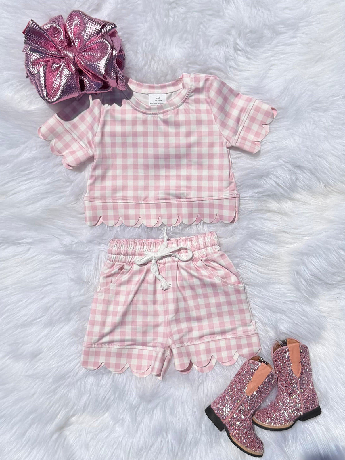 12/18 Months Light Pink Plaid Set  (FINAL SALE)