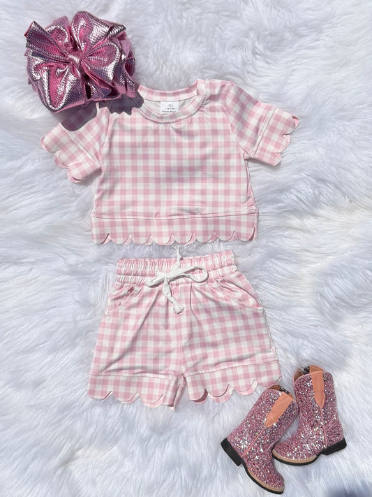 12/18 Months Light Pink Plaid Set  (FINAL SALE)