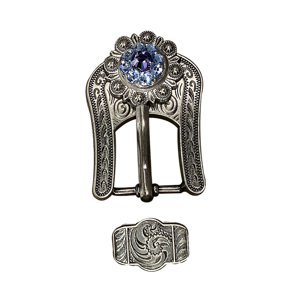 Antique Silver Light Sapphire, Clear, and Lilac Crystal Conchos - Sizes from 1"- 3" and Buckles