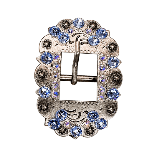 Light Sapphire & AB Antique Silver Cart Buckle European Crystal Concho
