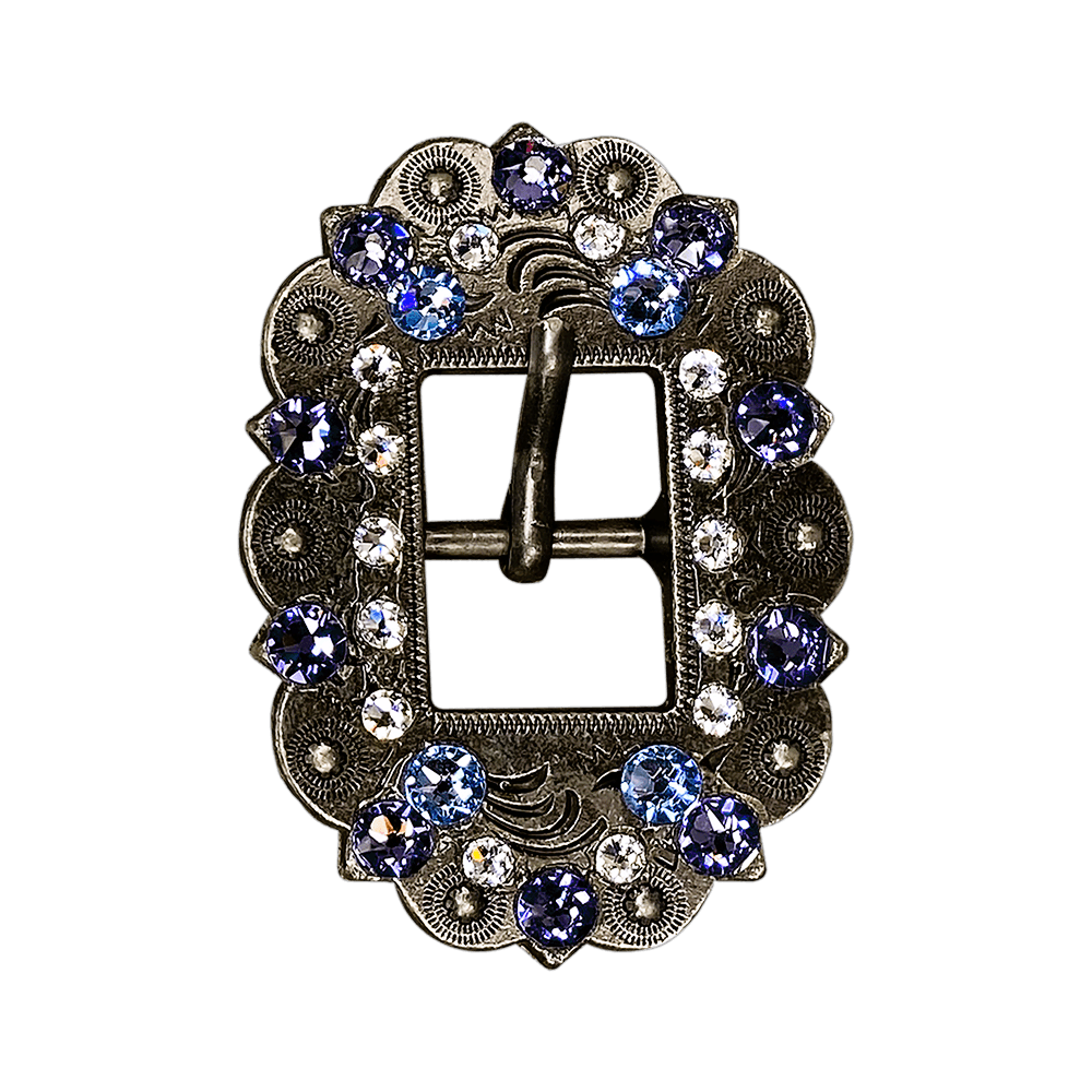 Light Sapphire Clear & Lilac Antique Silver European Crystal Cart Buckle