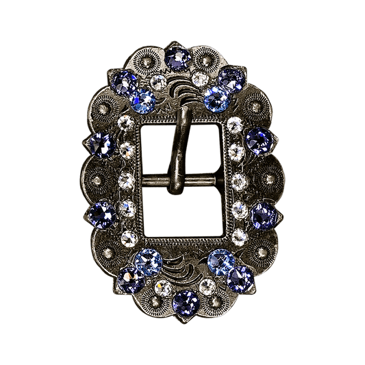 Light Sapphire Clear & Lilac Antique Silver European Crystal Cart Buckle