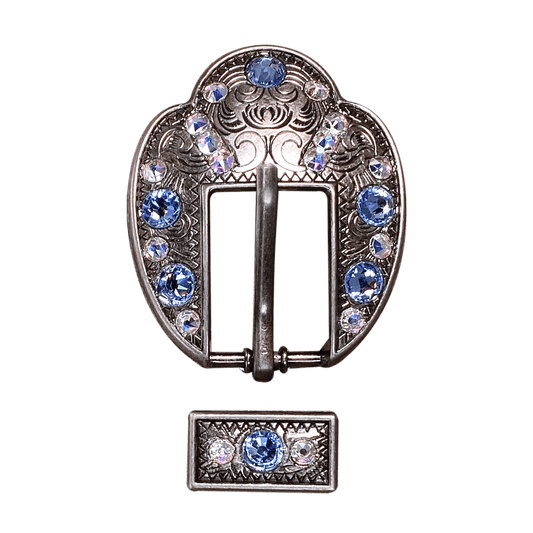Light Sapphire & AB Antique Silver Fancy Buckle European Crystal Concho