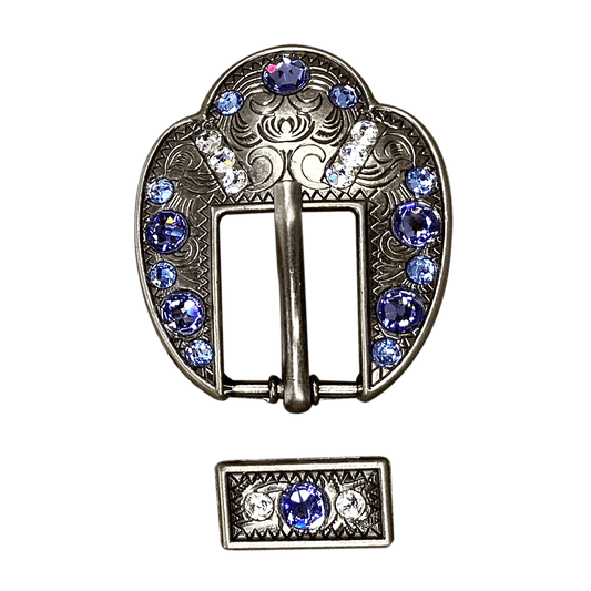 Light Sapphire Clear & Lilac Antique Silver European Crystal Fancy Buckle
