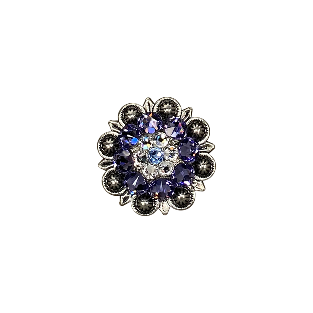 Antique Silver Light Sapphire, Clear, and Lilac Crystal Conchos - Sizes from 1"- 3" and Buckles