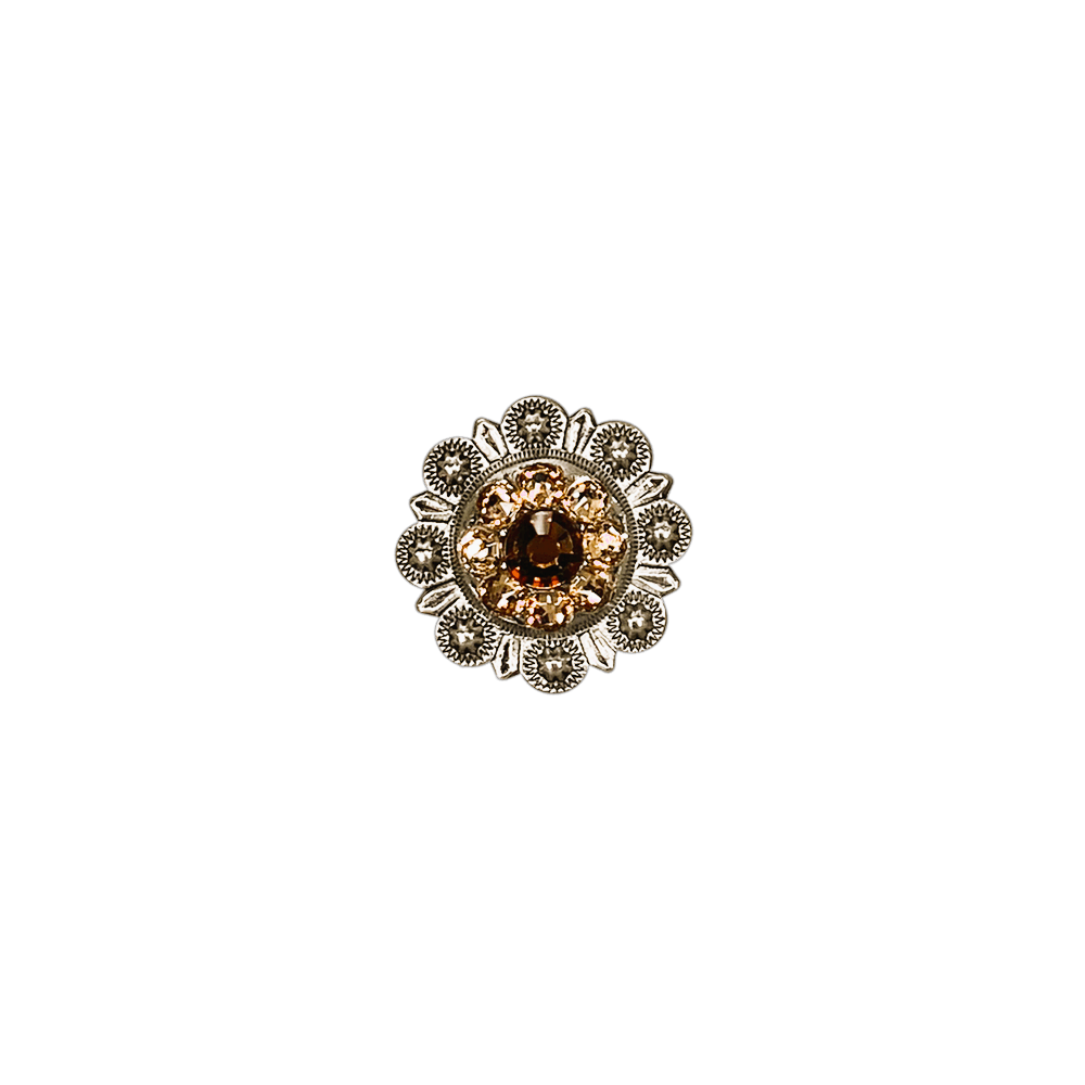 Topaz & Champagne Antique Silver 1" European Crystal Concho
