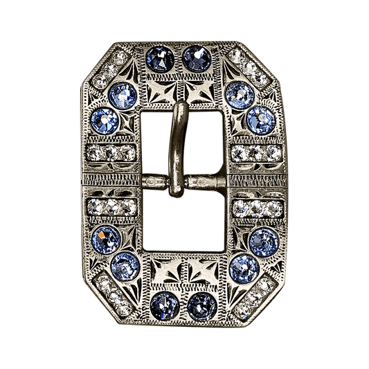 Light Sapphire Clear & Lilac Antique Silver European Crystal Square Cart Buckle