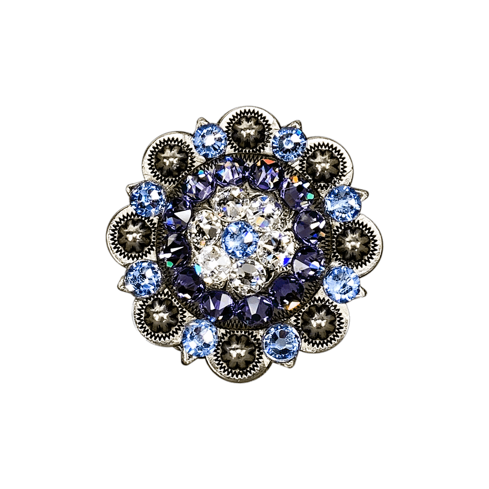 Light Sapphire Clear & Lilac Antique Silver 2" European Crystal Concho