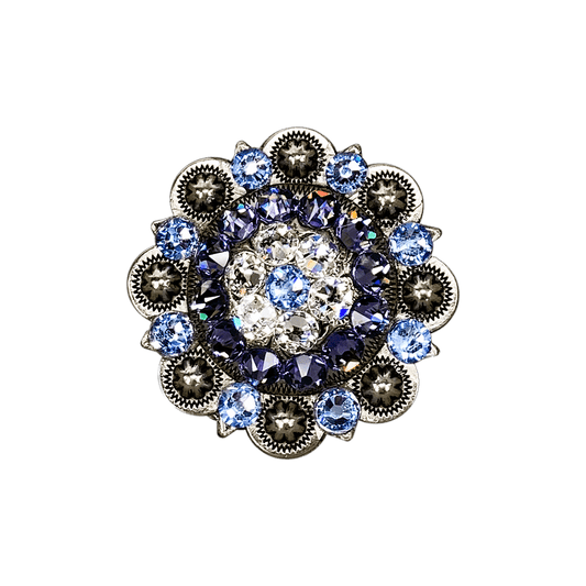 Light Sapphire Clear & Lilac Antique Silver 2" European Crystal Concho