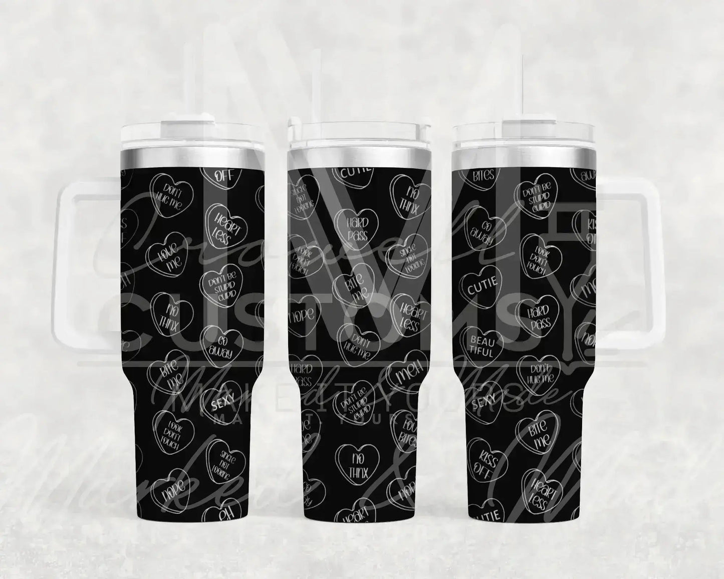 Anti Valentines Conversation Heart  Engraved Tumbler  | 20oz