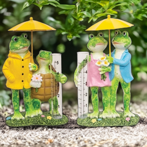 Assorted Resin Frog Couple Rain Gauge
