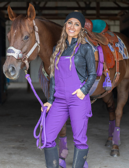 Work Hard Play Hard (WHPH) Bib Overall Cowgirl Tuff *Tuck In Purple