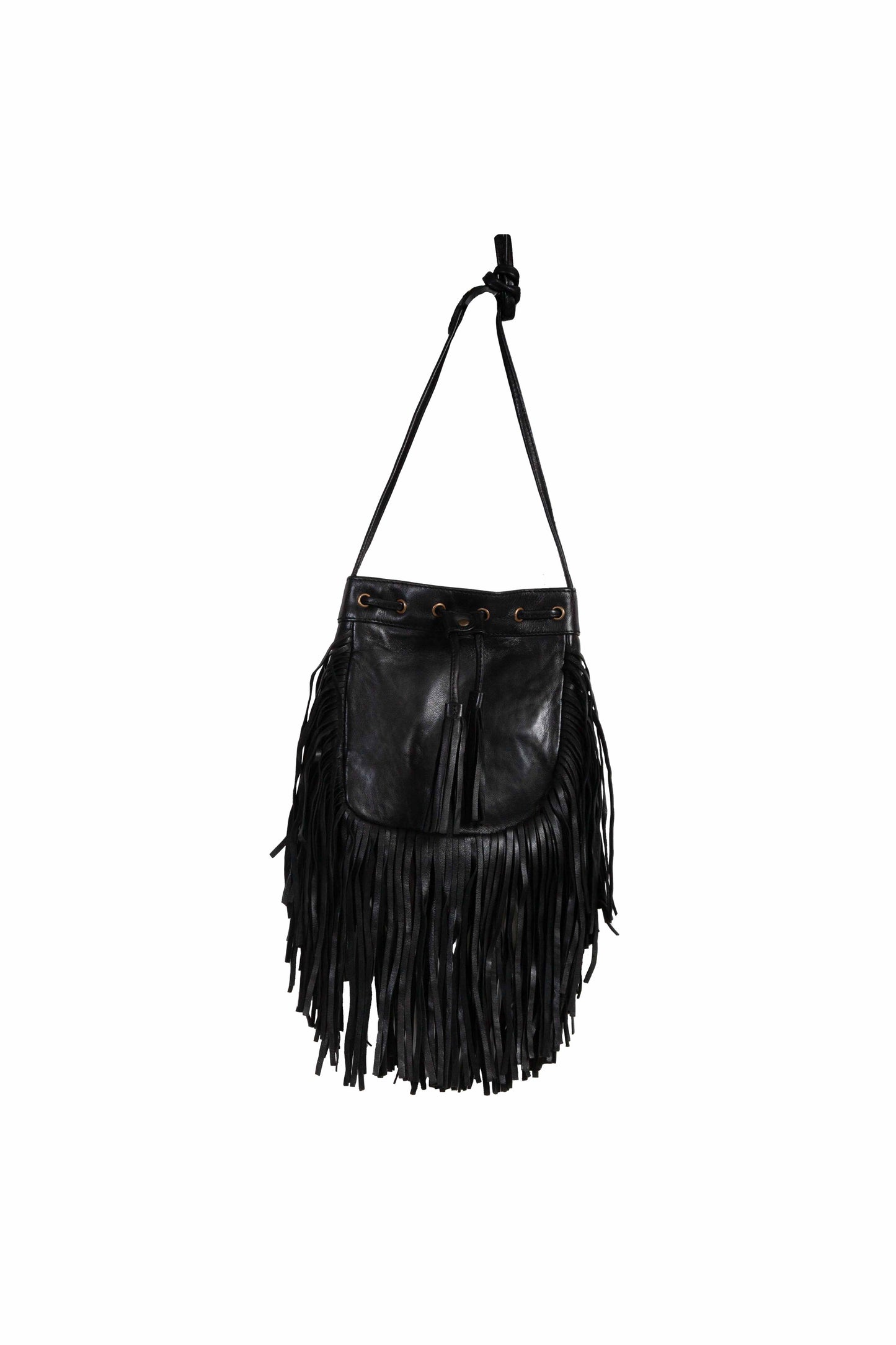 Fringe Black Handbag - B184-BLK