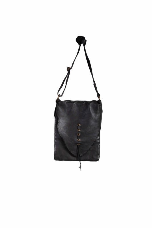 Whip Stitch Black Handbag - B185-BLK