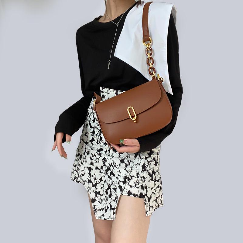 Luxury Retro Cowgirl Saddle Bag | Genuine Leather Brown Handbag