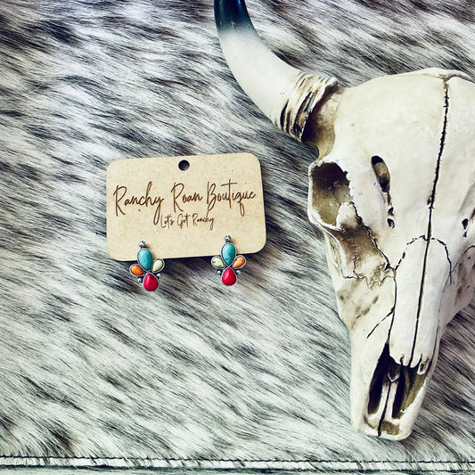 Multi Colored  Tri Stone Western Studs