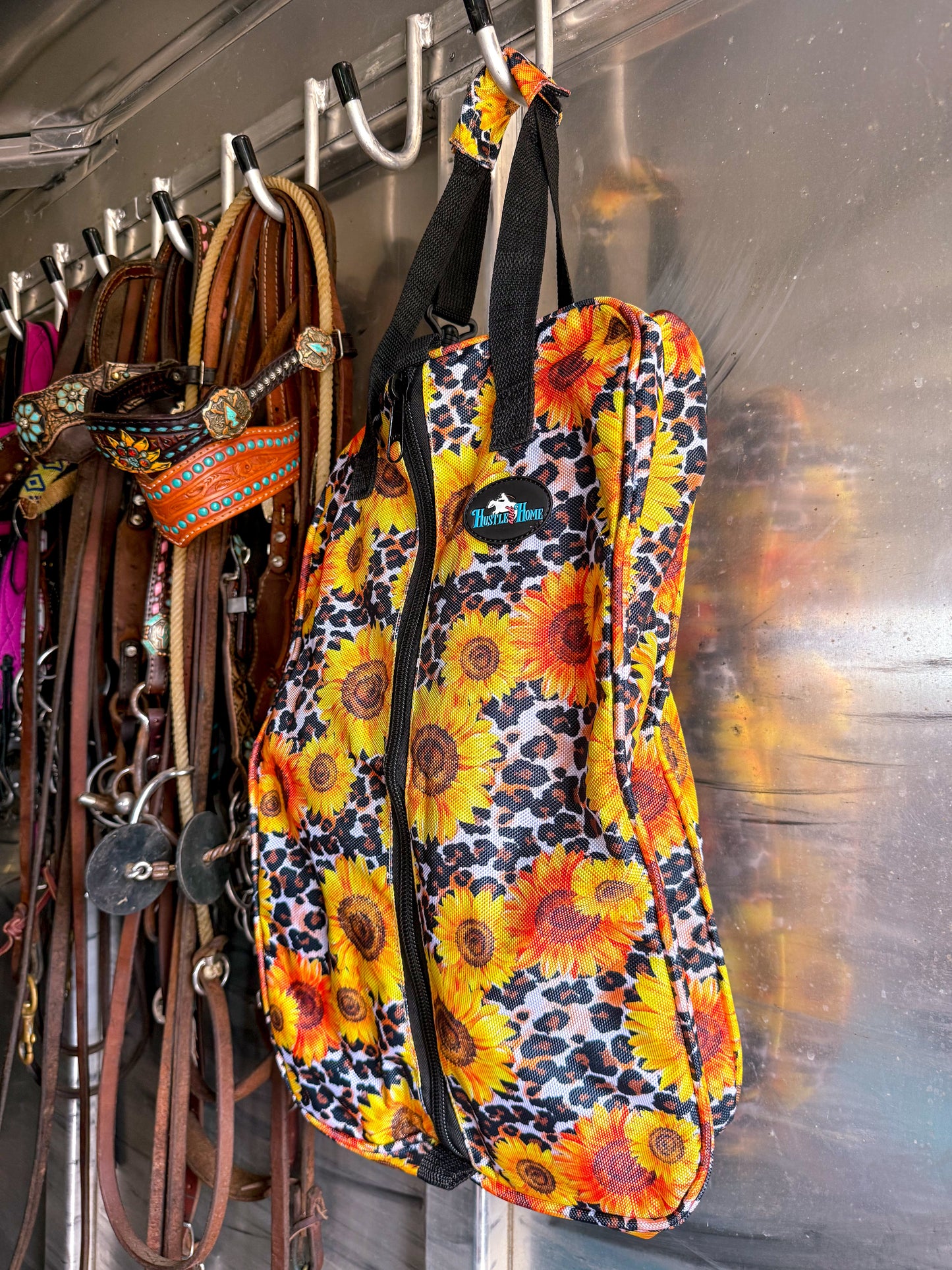Sunflower on Leopard Luxury Tack Bag
