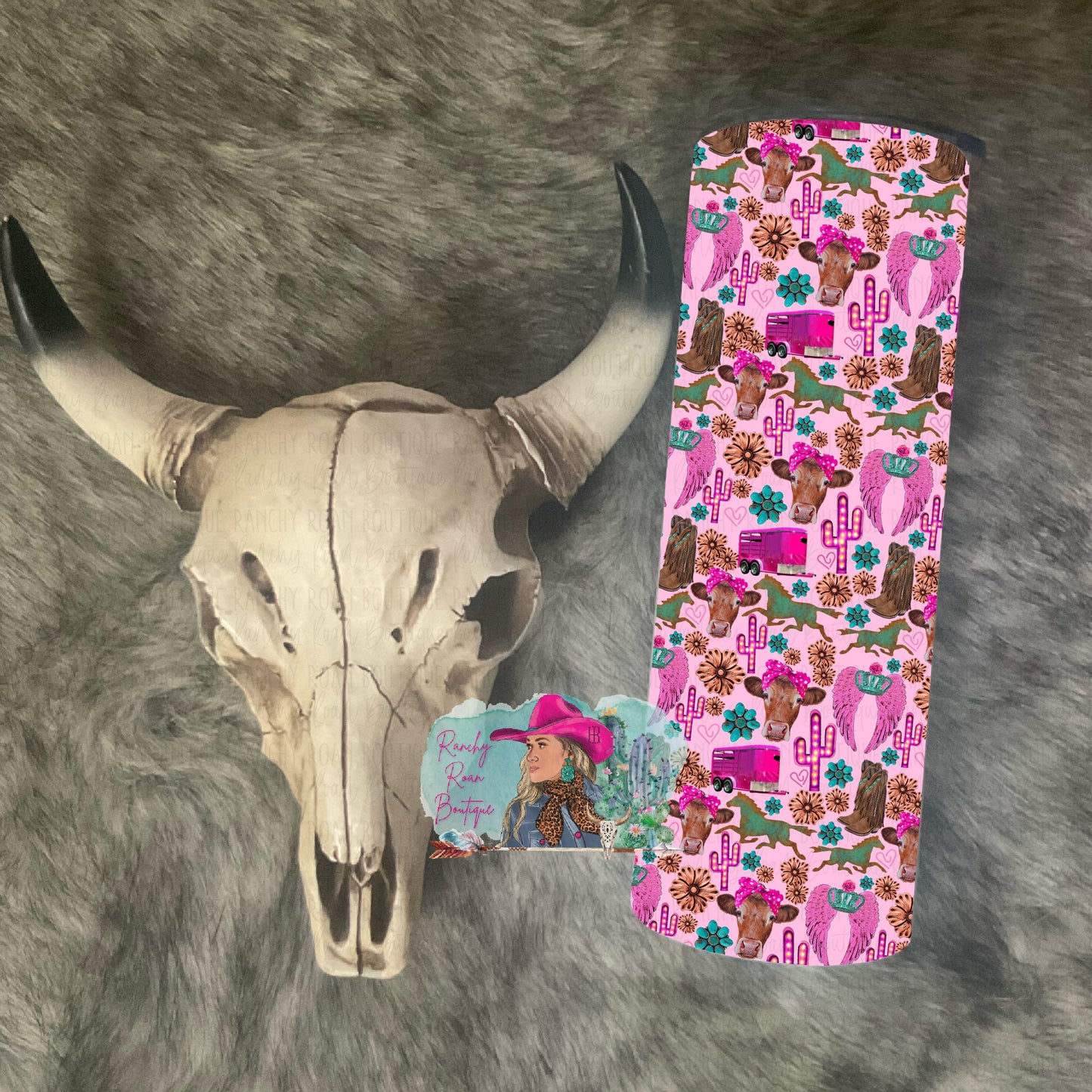 Glam Pink College Western Tumbler