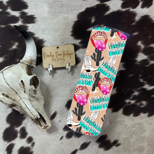 Turquoise Drippin Cowboy  20oz Skinny Tumbler
