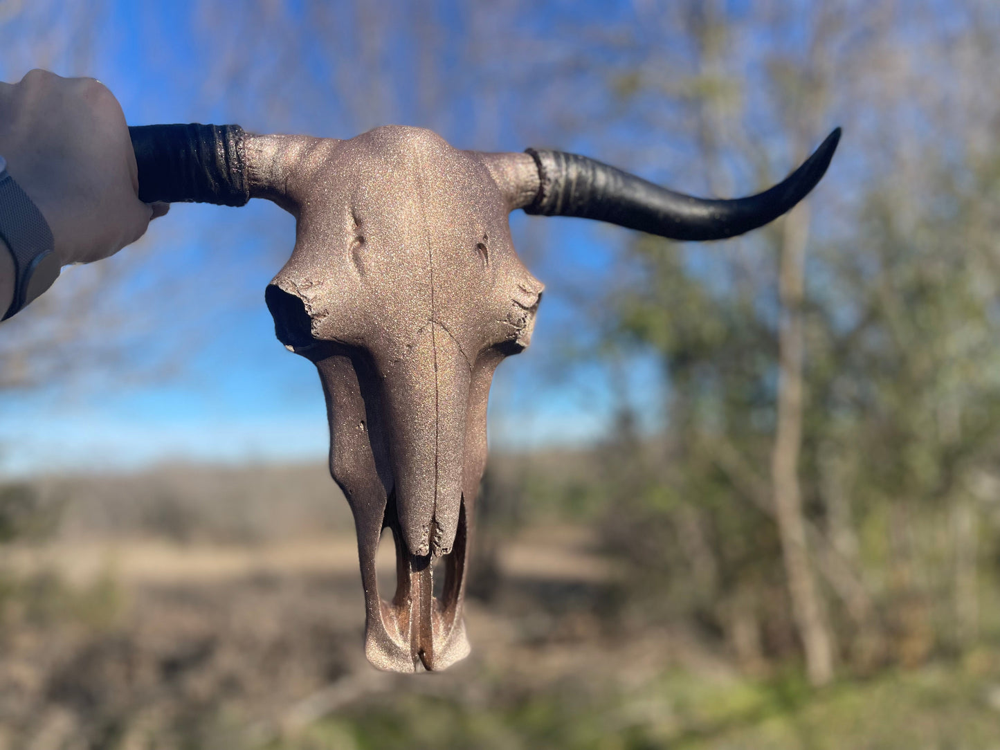 Dusty Rose Sparkle Custom Cowskull