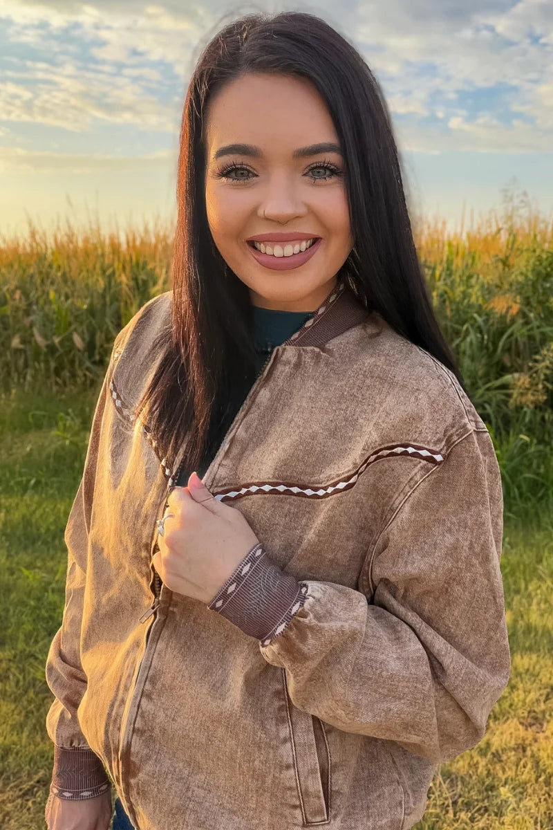 BUCKSKIN BUCKSTITCH BOMBER JACKET